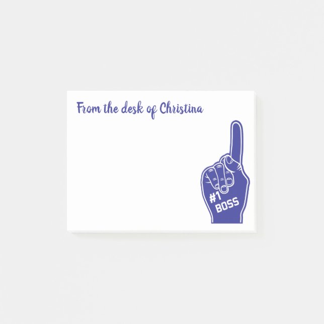Personalised Number One Boss Foam Finger Post-it Notes (Front)