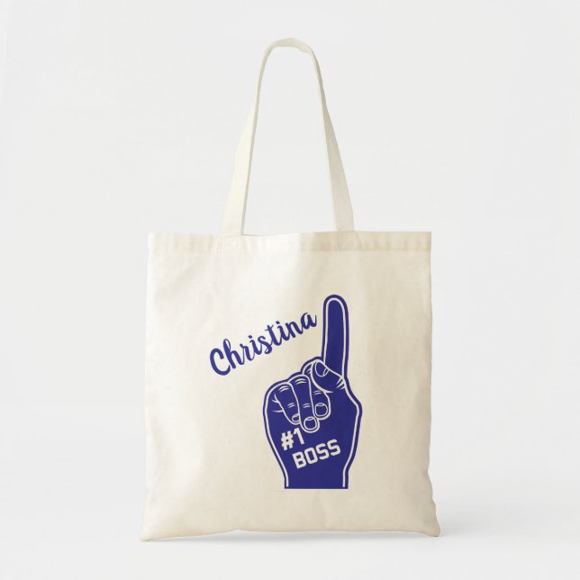 Personalised Number One Boss Foam Finger Tote Bag (Front)