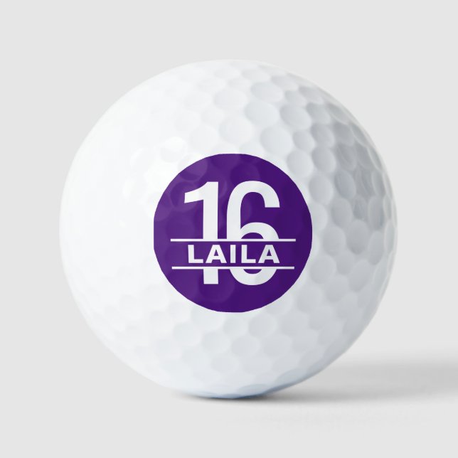 Personalised Numbers Golf Ball - Purple (Front)