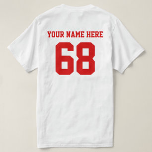 Personalised Numbers Name Red T-Shirt