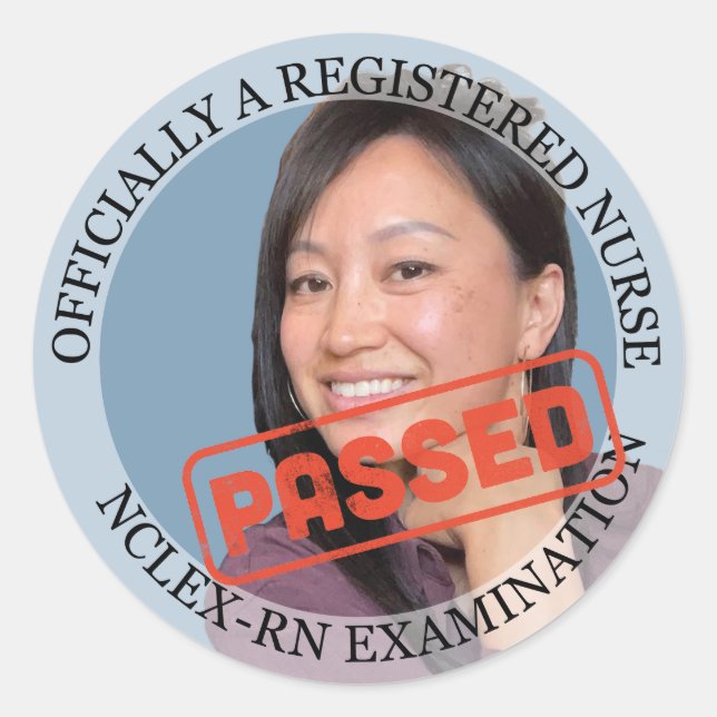 personalised nurse 3 inch passed nclex rn exam classic round sticker (Front)