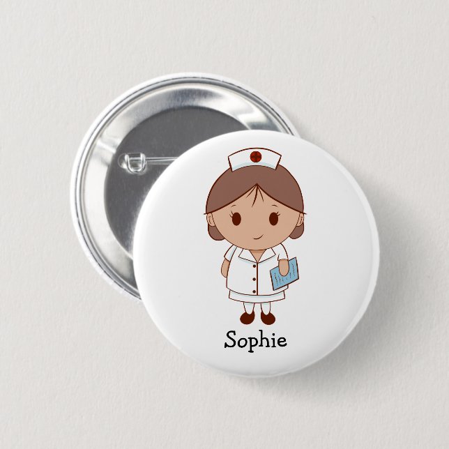 Personalised Nurse 6 Cm Round Badge (Front & Back)