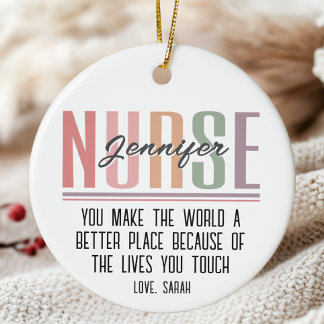 Personalised Nurse Appreciation Christmas Ceramic Ornament