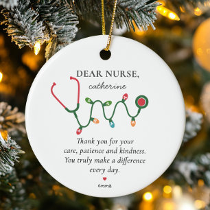Personalised Nurse Appreciation Holiday Gift Ceramic Ornament