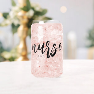 Personalised Nurse Brush Typography RN Graduation Can Glass