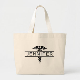 Personalised Nurse Caduceus Medical Large Tote Bag