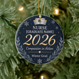 Personalised Nurse Cap Ornament 2026 Winter Grad