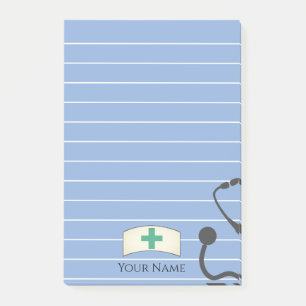 Personalised Nurse Cap Stethoscope Fun Post-it Notes