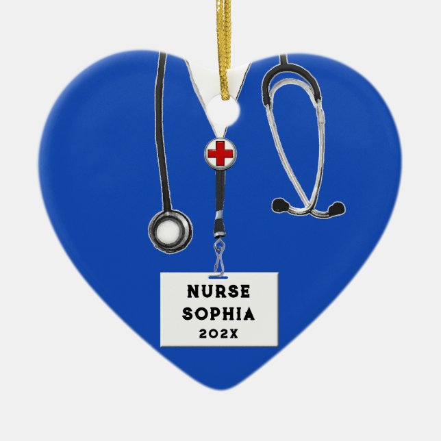 Personalised Nurse Christmas 2023 Collectable Ceramic Ornament (Front)