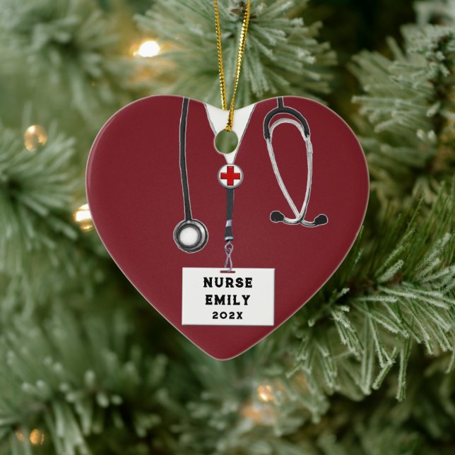 Personalised Nurse Christmas Collectable 2025 Ceramic Ornament (Tree)