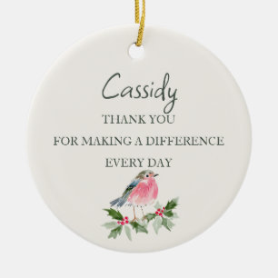 Personalised Nurse Christmas Robin Thank You  Ceramic Ornament