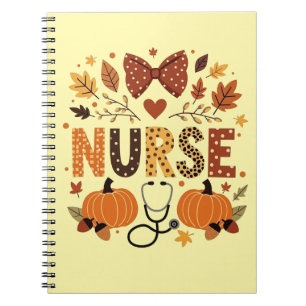 Personalised Nurse – Cute Pumpkin & Autumn Leaves  Notebook