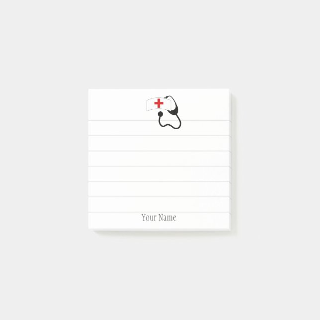 Personalised Nurse Cute White Stethoscope Post-it Notes (Front)