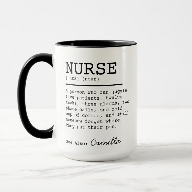 Personalised Nurse Definition Mug, Custom Rn Coffe Mug (Left)