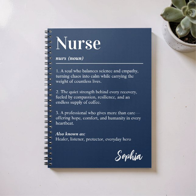 Personalised Nurse Dictionary Definition Navy Notebook (Creator Uploaded)