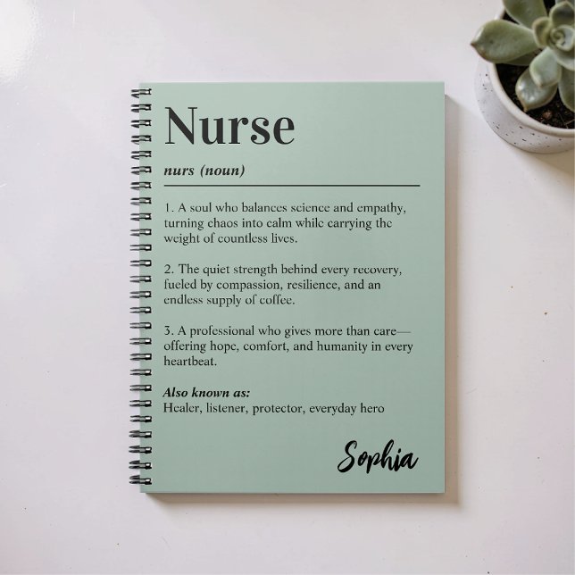 Personalised Nurse Dictionary Definition Sage Notebook (Creator Uploaded)