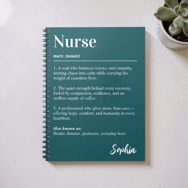 Personalised Nurse Dictionary Definition Teal Notebook (Creator Uploaded)
