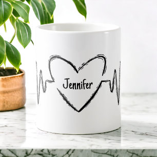 Personalised Nurse Doctor Heartbeat / Medical Gift Coffee Mug