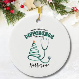Personalised Nurse Doctor Medical Staff Christmas Ceramic Ornament