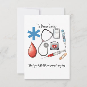 Personalised Nurse Doctors Healthcare Minimalist Thank You Card