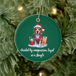 Personalised Nurse Dog Lover Beagle Christmas Ceramic Ornament