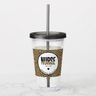 Personalised Nurse Est Cheetah RN Graduation Acrylic Tumbler