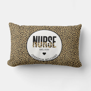 Personalised Nurse Est Cheetah RN Graduation Lumbar Cushion