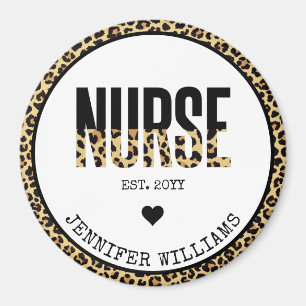 Personalised Nurse Est Cheetah RN Graduation Magnet