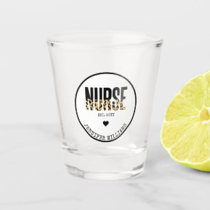 Personalised Nurse Est Cheetah RN Graduation Shot Glass