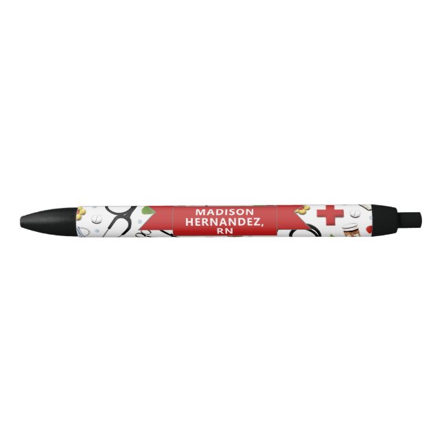 Personalised Nurse Gift Black Ink Pen (Front)