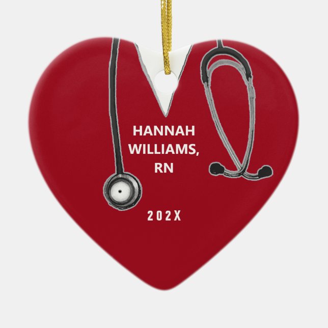 Personalised Nurse Gift Ceramic Ornament (Front)
