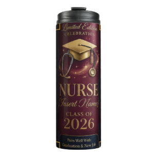 Personalised Nurse grad Label Graduation & New J Thermal Tumbler