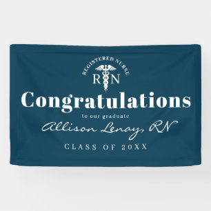 Personalised Nurse Graduation Blue Script Party Banner