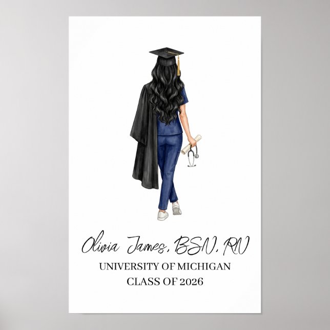 Personalised Nurse Graduation Gift, Nursing School Poster (Front)