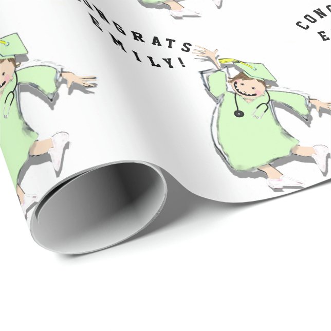 Personalised Nurse Graduation Gift Wrapping Paper (Roll Corner)