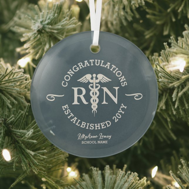 Personalised Nurse Graduation Keepsake Glass Tree Decoration (Insitu)
