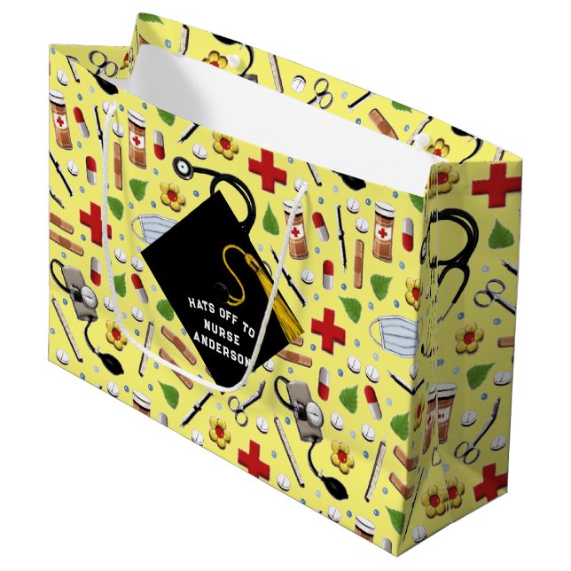 Personalised Nurse Graduation Large Gift Bag (Front Angled)