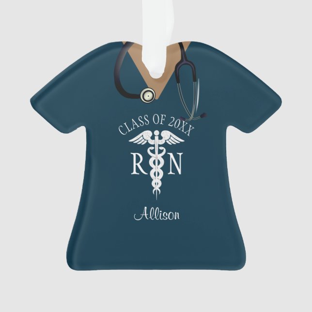 Personalised Nurse Graduation Medical Scrub Top Ornament (Front)