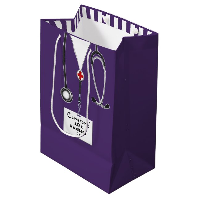 Personalised Nurse Graduation Medium Gift Bag (Front Angled)