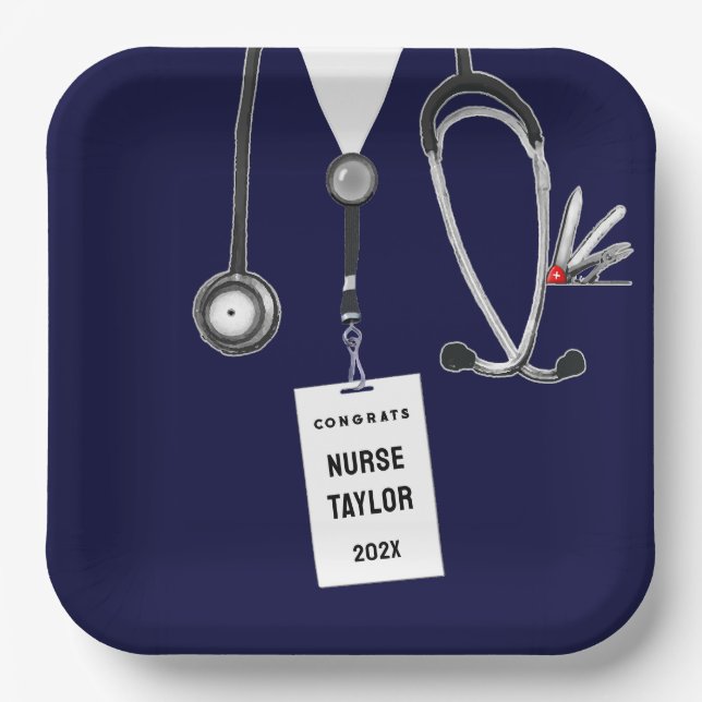Personalised Nurse Graduation Paper Plates (Front)