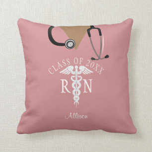 Personalised Nurse Graduation Pink Scrub Top Cushion