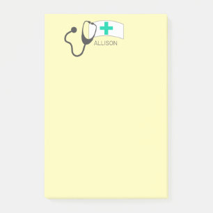 Personalised Nurse Hat Fun Yellow Stethoscope Post-it Notes