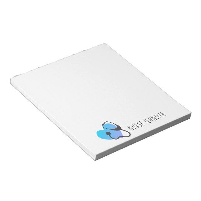 Personalised Nurse Healthcare Stethoscope Heart Notepad (Angled)