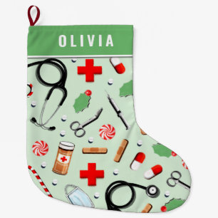 Personalised Nurse Holiday Gift Large Christmas Stocking