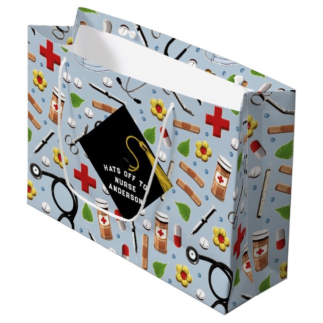 personalised nurse large gift bag (Front Angled)