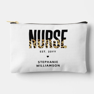 Personalised Nurse Leopard Print RN Graduation Accessory Pouch