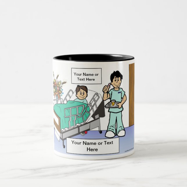 Personalised Nurse - Male, Child Patient Cartoon Two-Tone Coffee Mug (Center)