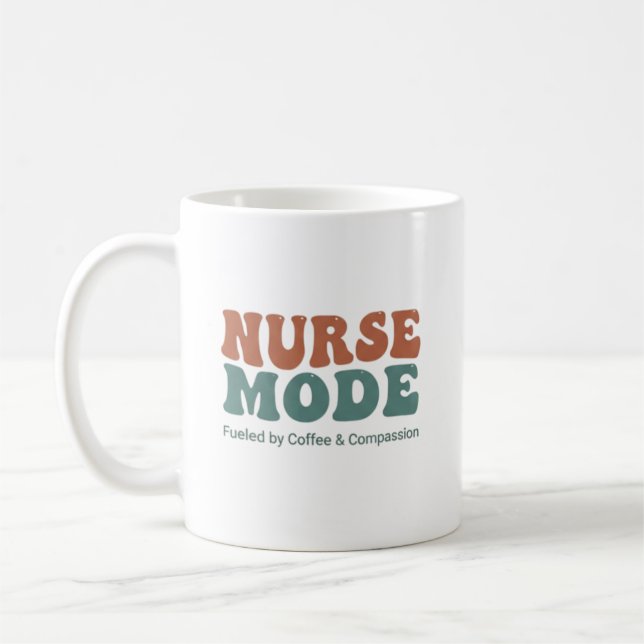 Personalised Nurse Mode Retro Typography Coffee Mug (Left)