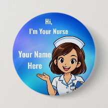 Personalised Nurse Name Badge Blue Gradient Button
