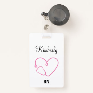 Personalised Nurse Name RN LPN Doctor Stethoscope ID Badge